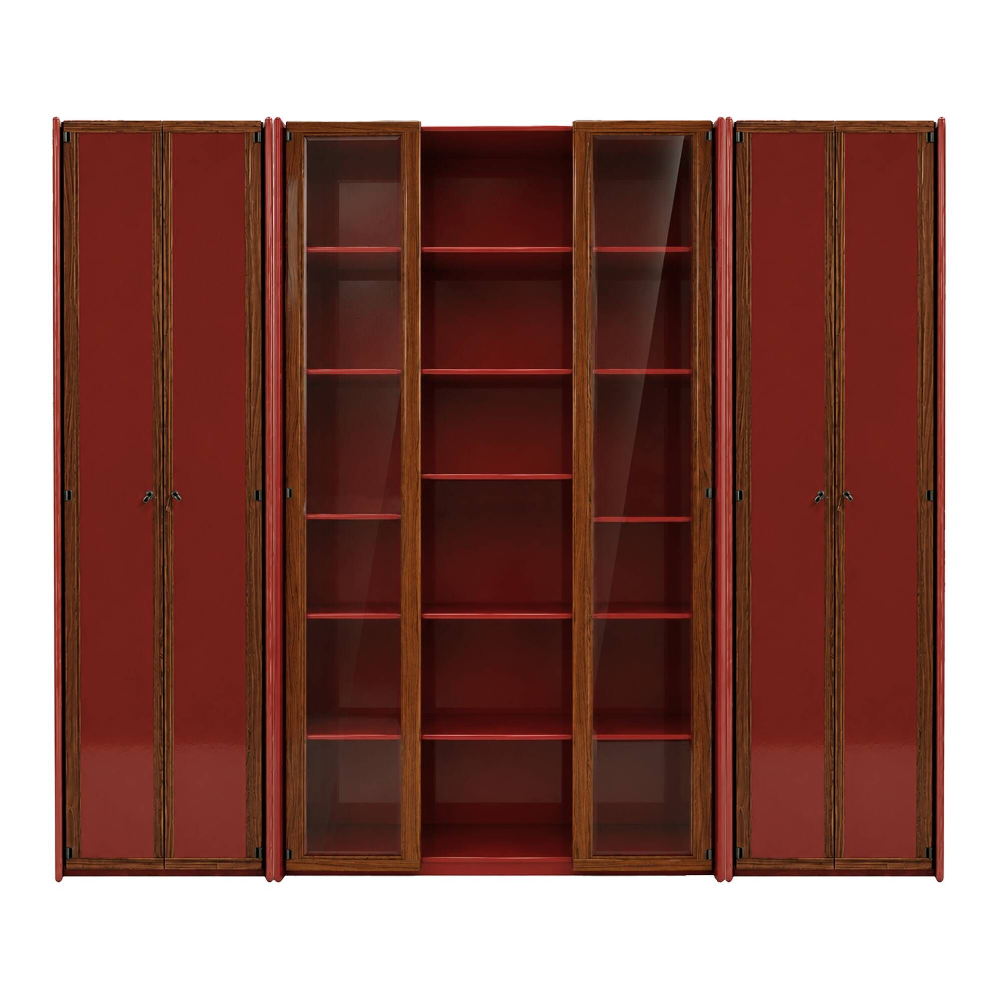 Mid-Century Afra & Tobia Scarpa Italian Red Lacquer 1960s Modular Wall Unit