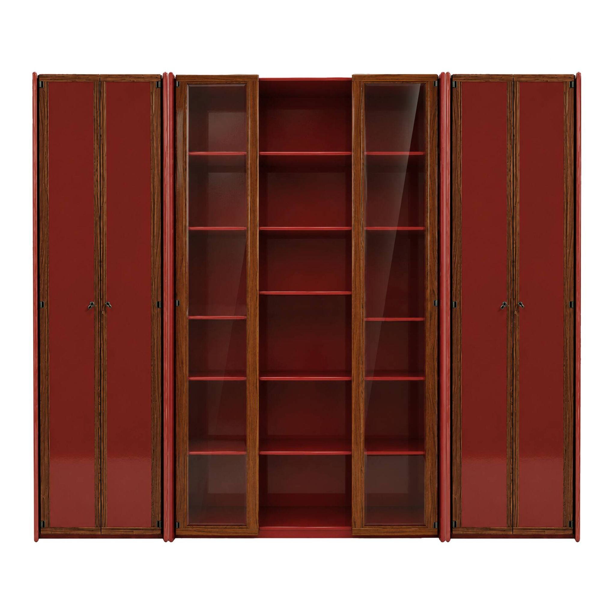 Mid-Century Afra & Tobia Scarpa Italian Red Lacquer 1960s Modular Wall Unit