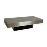 Table basse rectangulaire en inox et bois, 1970