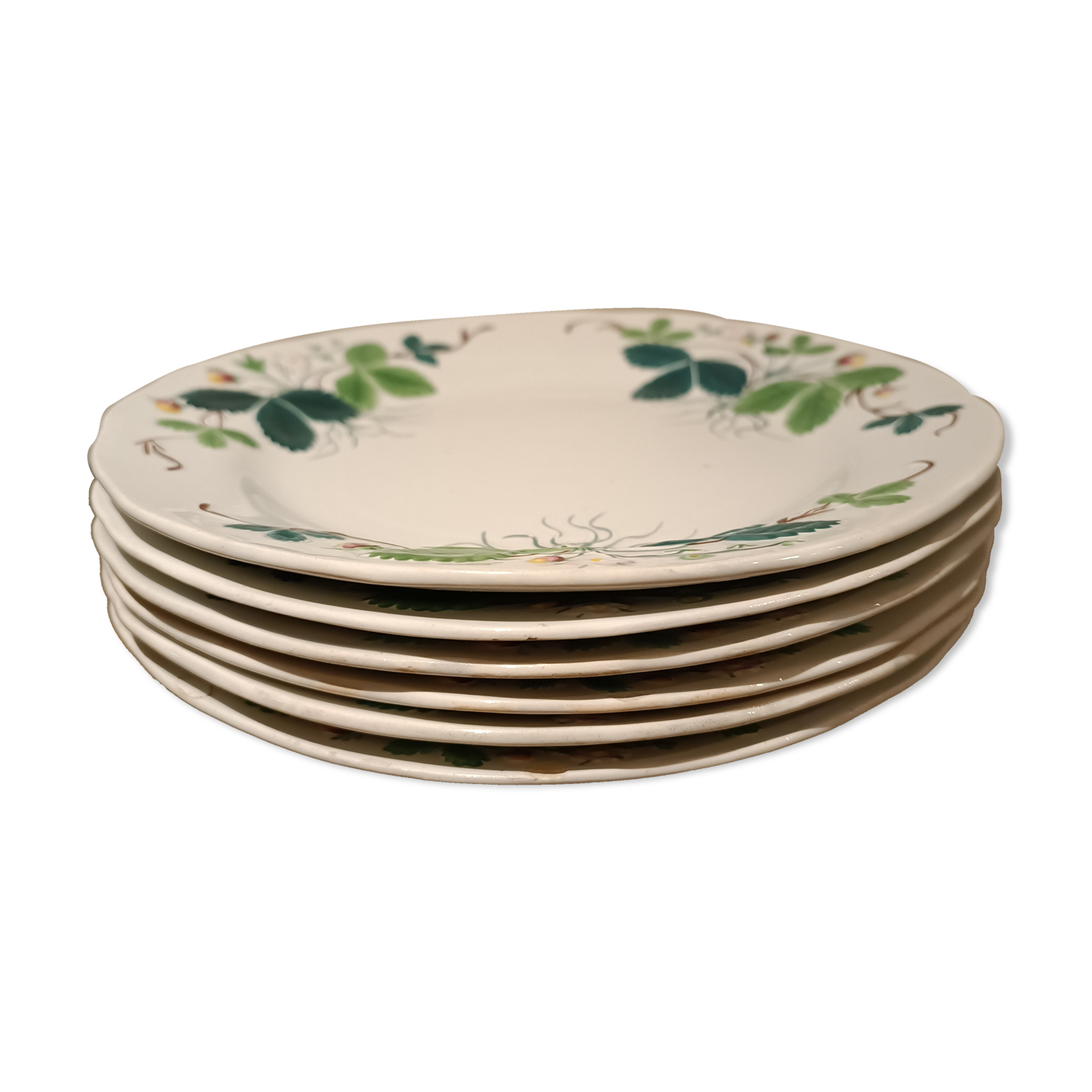 6 plates strawberry service by George Sand Creil and Montereau