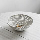 Openwork porcelain fruit bowl.