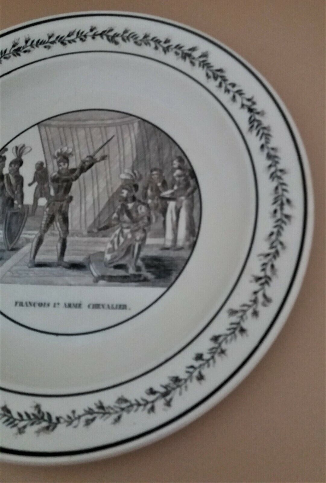 Earthenware plate Montereau 1825 hollow mark Mau N°8 François 1st knight