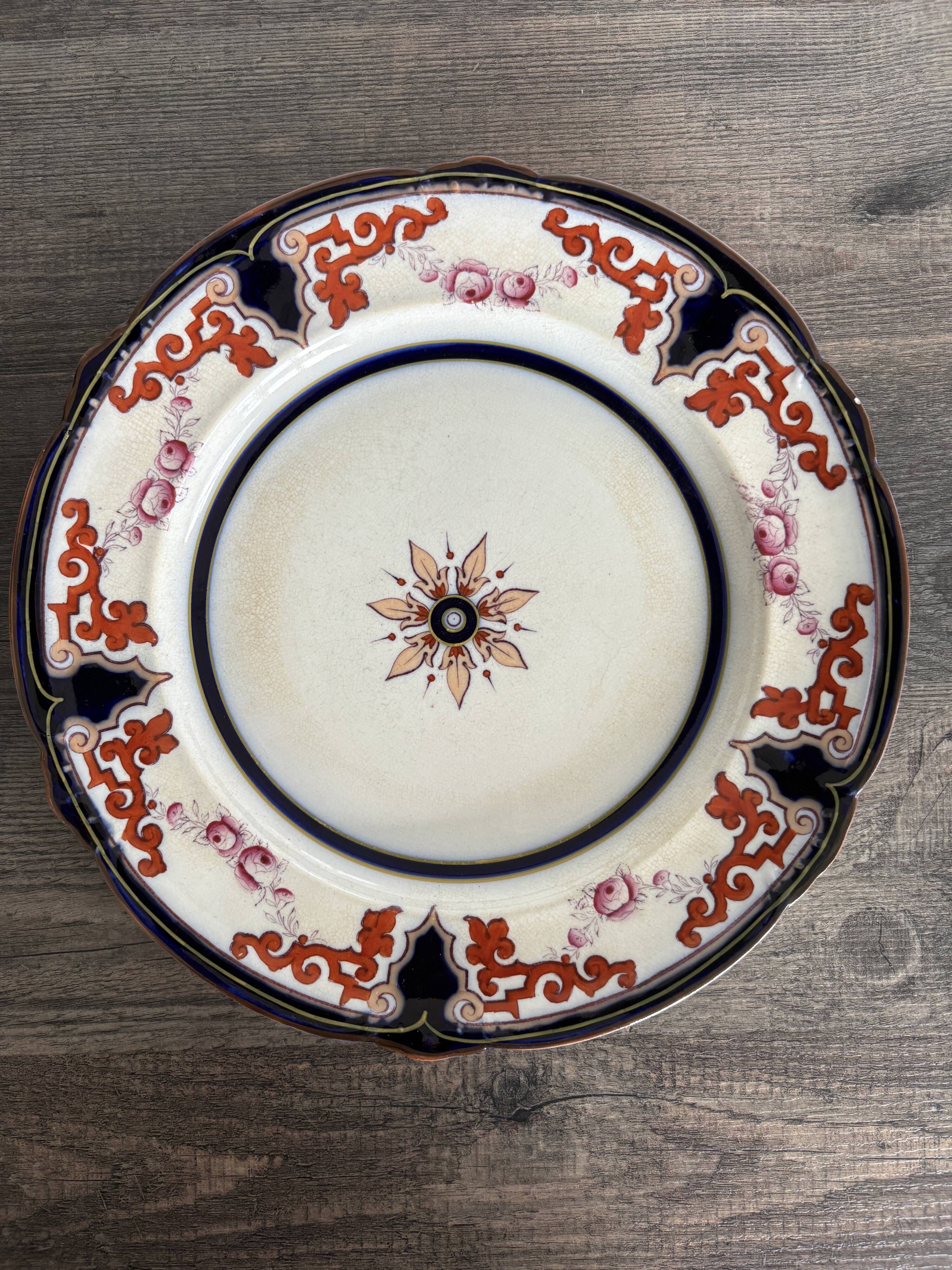 Antique plate in earthenware - English Imari style