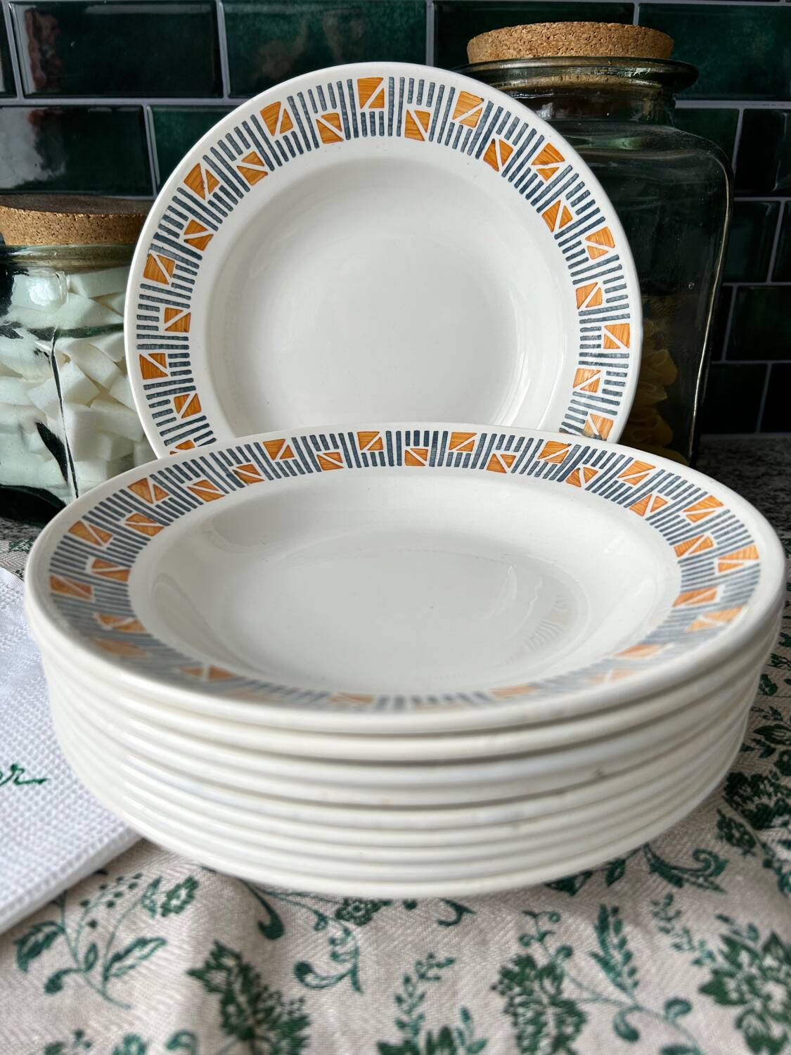 Lot 10 assiettes creuses Dolly Faïencerie Nouvelle