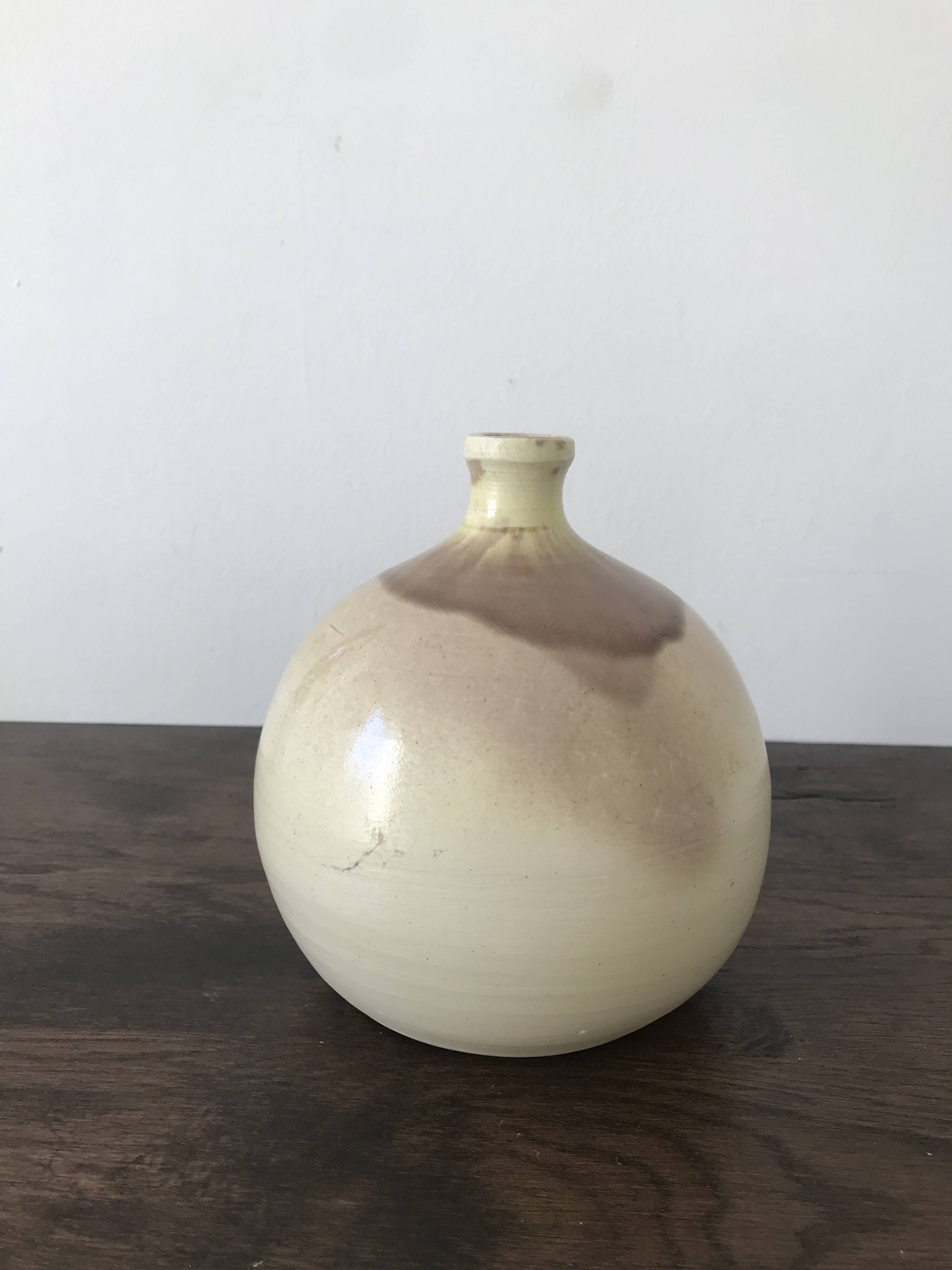Artisanal ceramic ball vase lamp base, Laroquebrou pottery