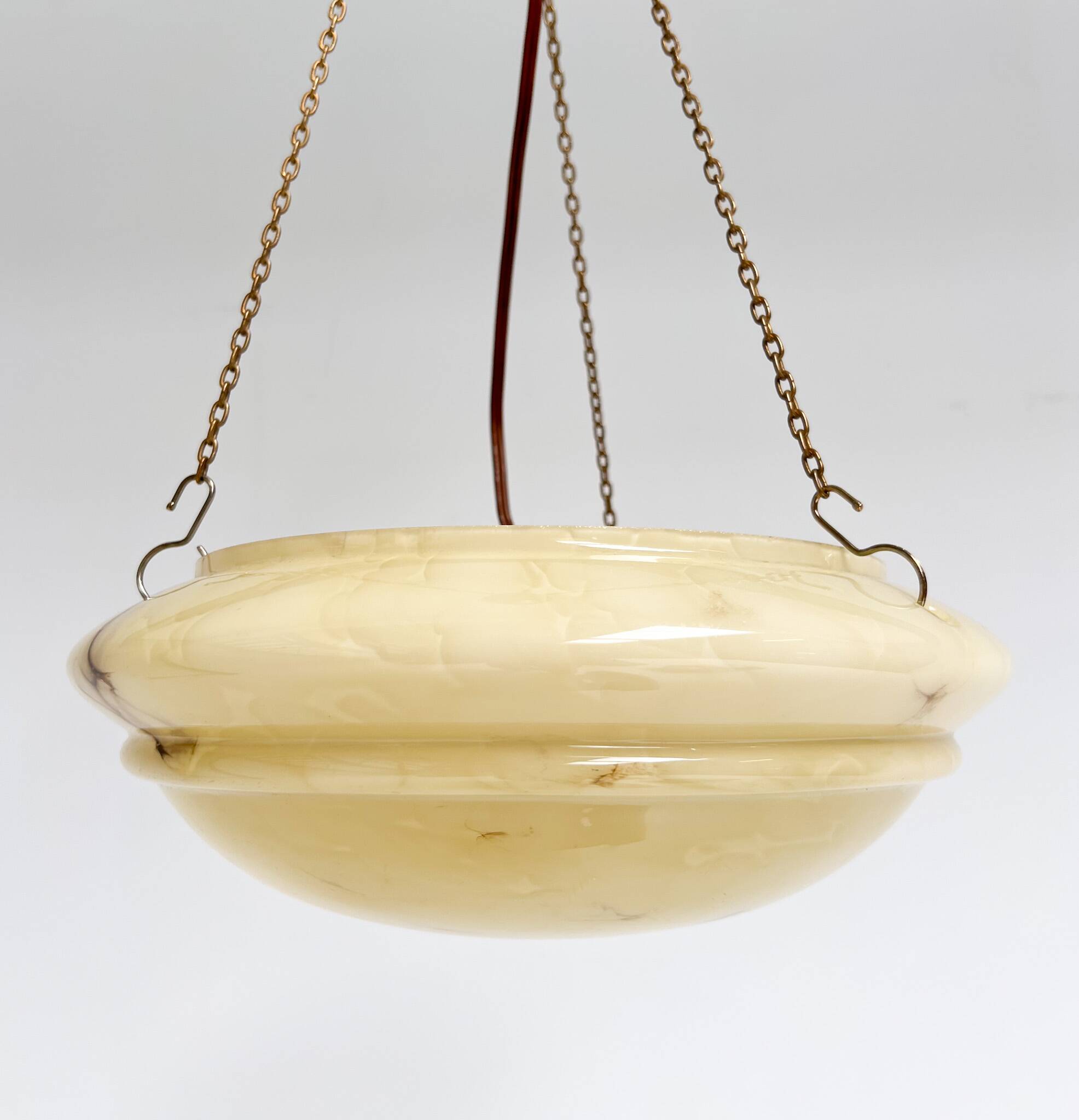 Art Deco bowl lamp with marble pattern from the 1930s