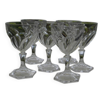 Lot de 6 verres à vin blanc en cristal d'arques. modèle orsay.