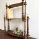 Antique turned wooden shelf with three levels, around 1900.