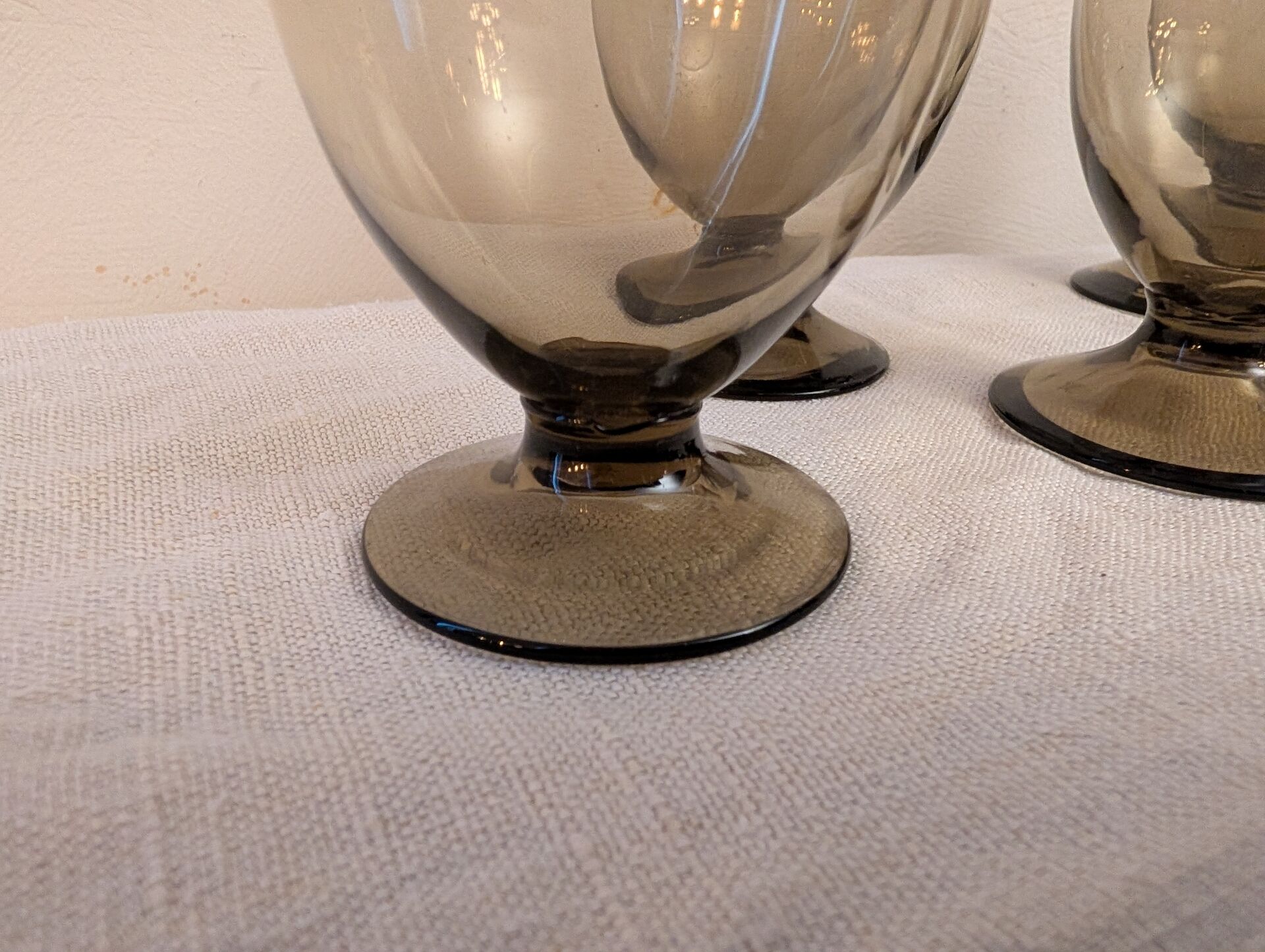 5 smoked glasses on a stem, 1970s