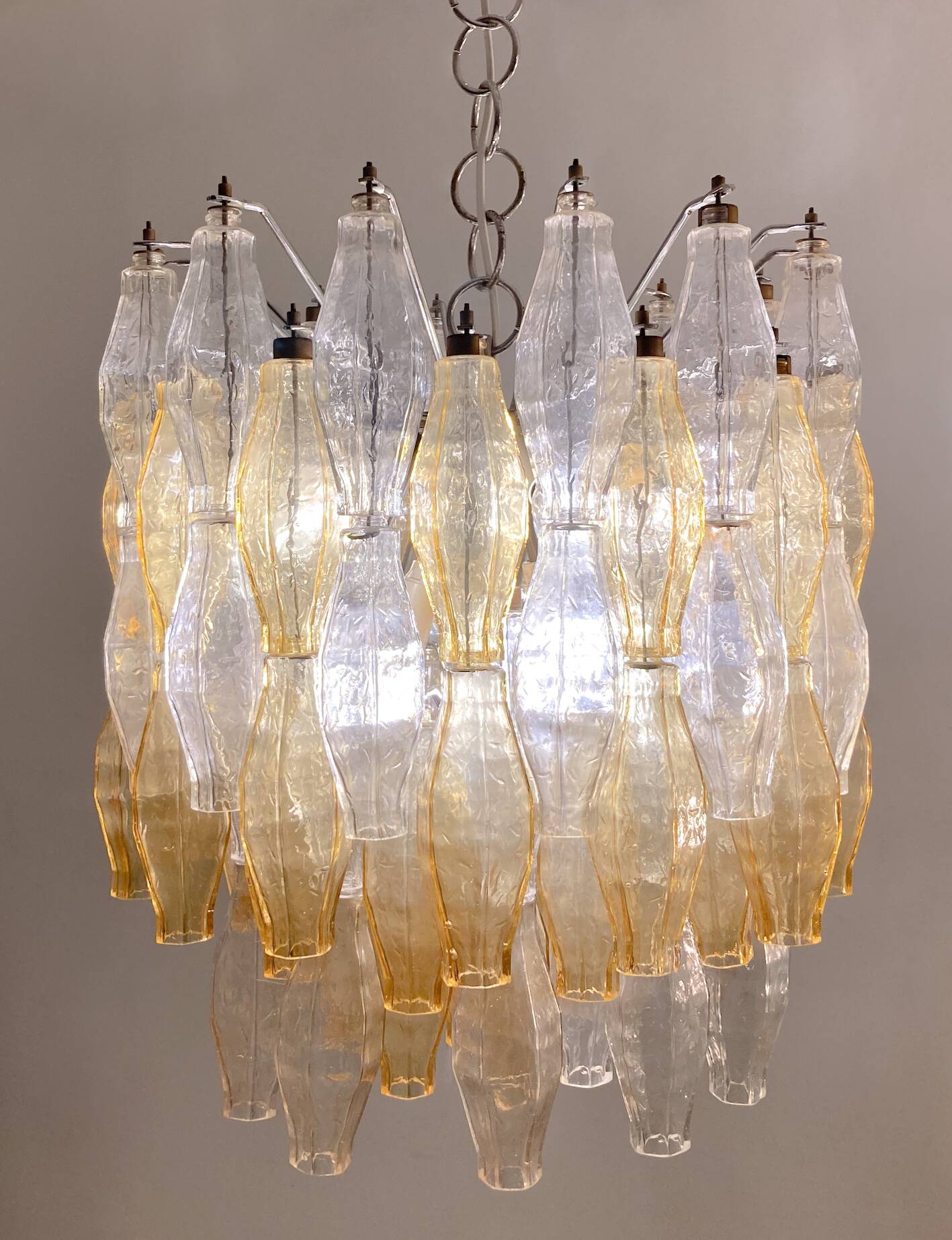 Mid-Century Murano Glass Chandelier "Polyhedr" by Carlo Scarpa for Venini, Italy, 1960s