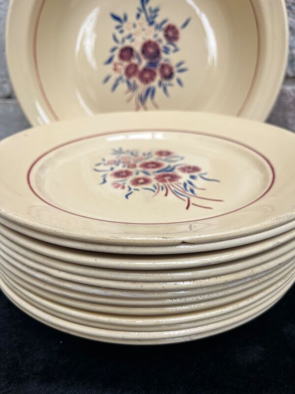 Set 12 assiettes plates « œillets » et plat Badonviller
