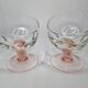 Pair of standing glass cups, 16 cm, pink