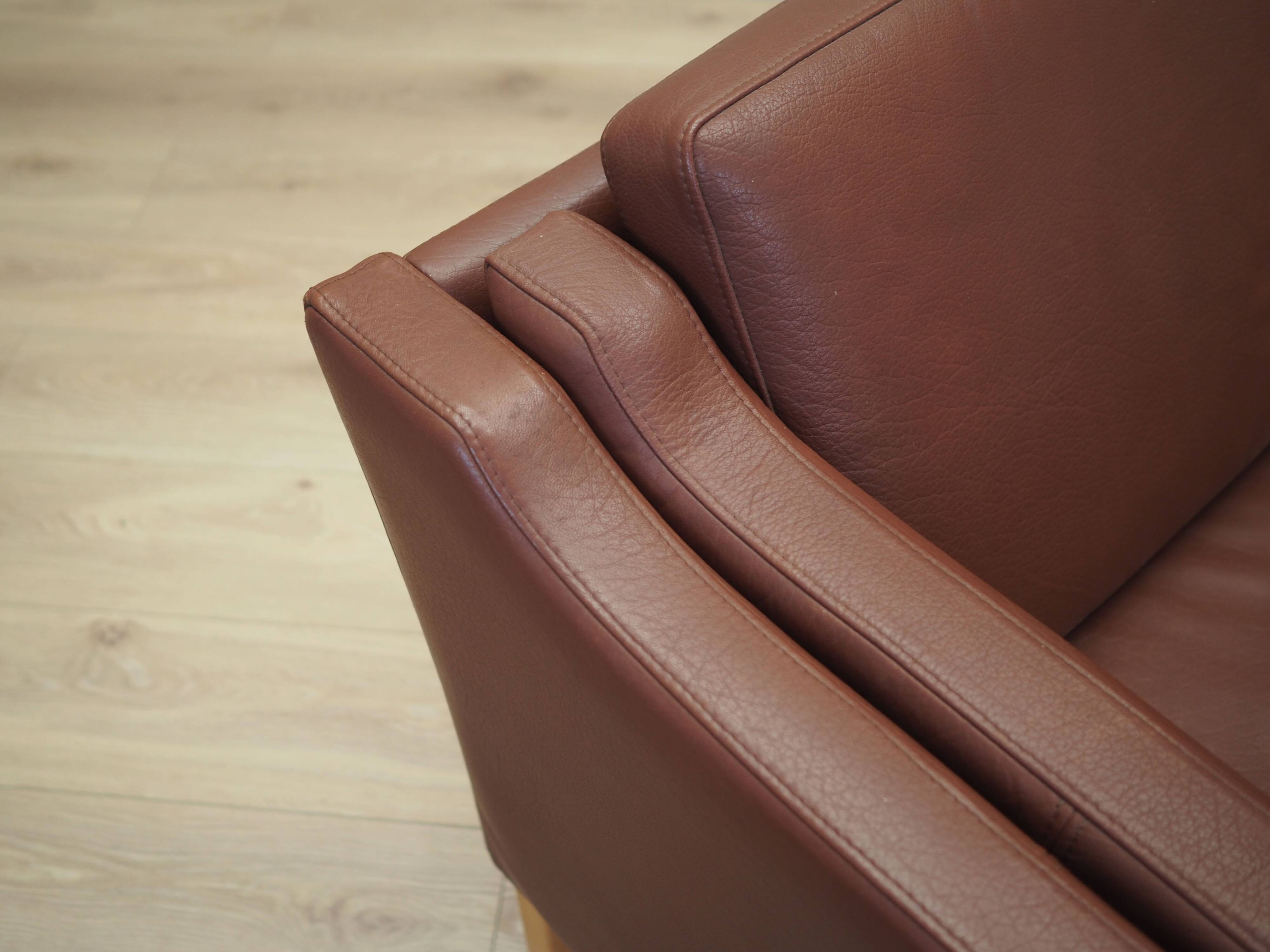 Brown leather sofa, Danish design, 1970s, production: Denmark