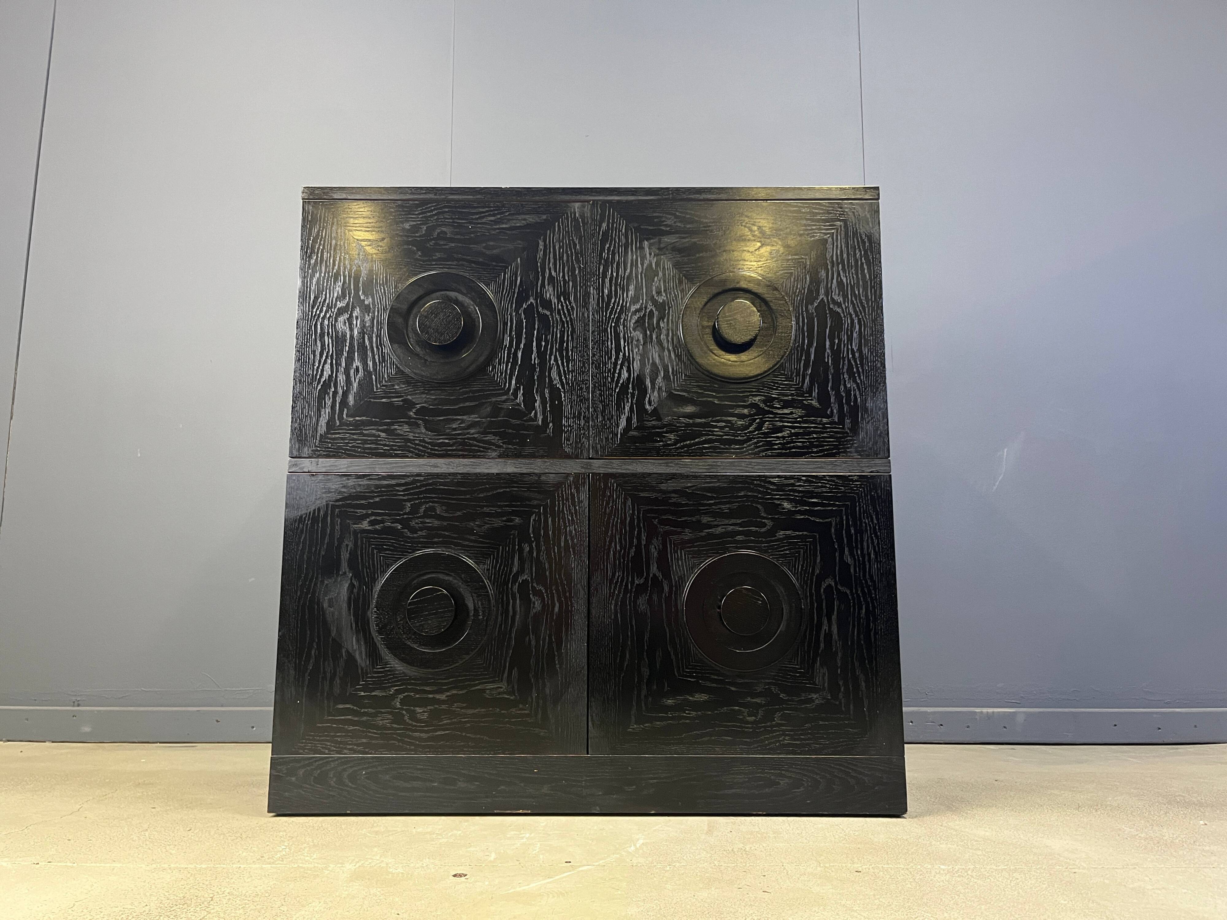 Black brutalist bar cabinet, 1970s