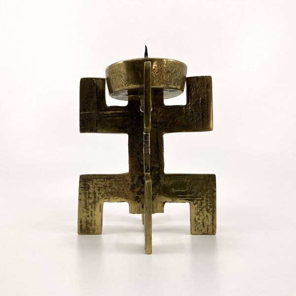 Bougeoir pique-cierge brutaliste • Autriche • Laiton • 1970