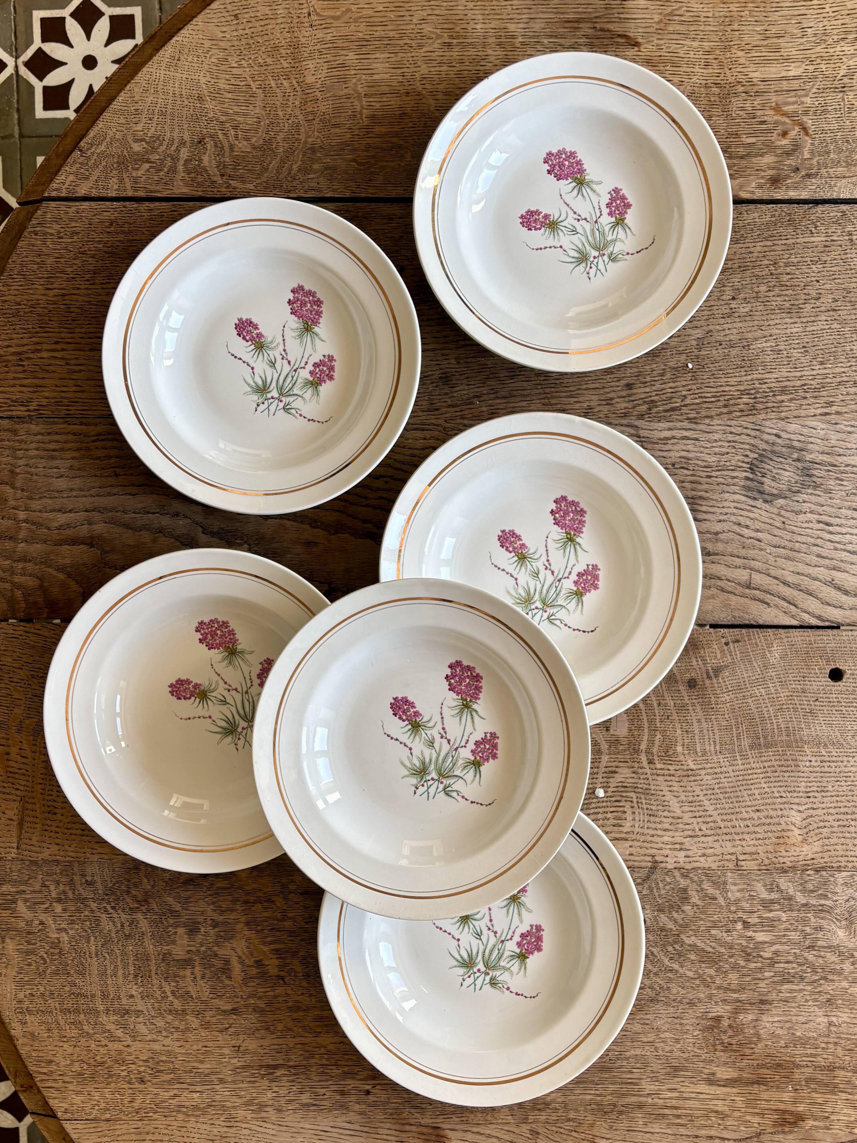 Set of 6 vintage deep plates - Moulin des Loups
