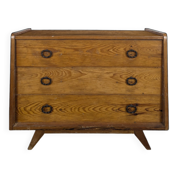Commode en pin piètement compas, années 50