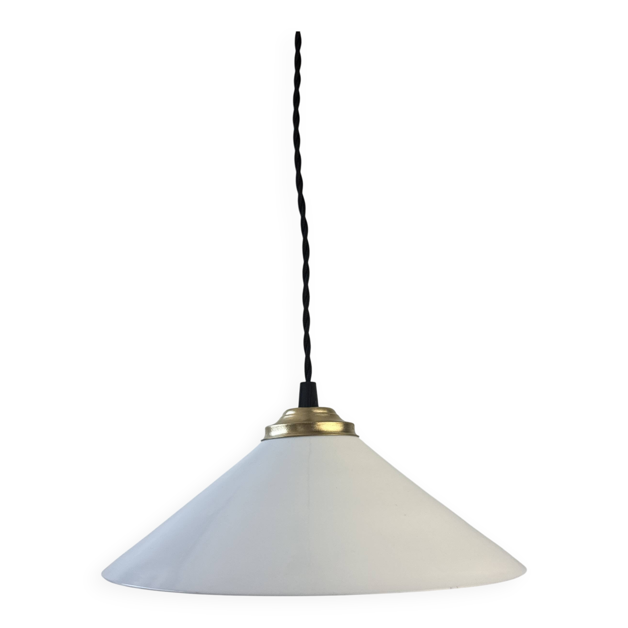 Antique vintage opaline conical pendant light