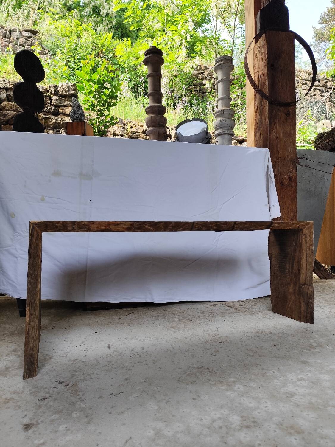 Banc en chêne wabisabi