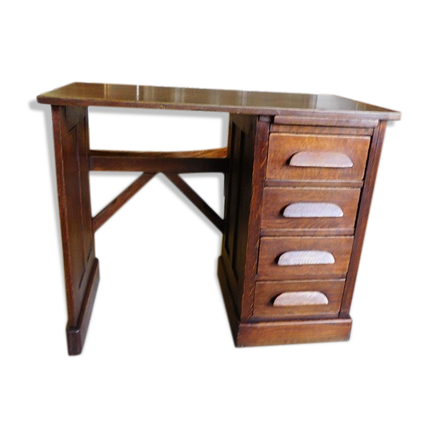 Bureau 4 tiroirs 1 tirette en chêne