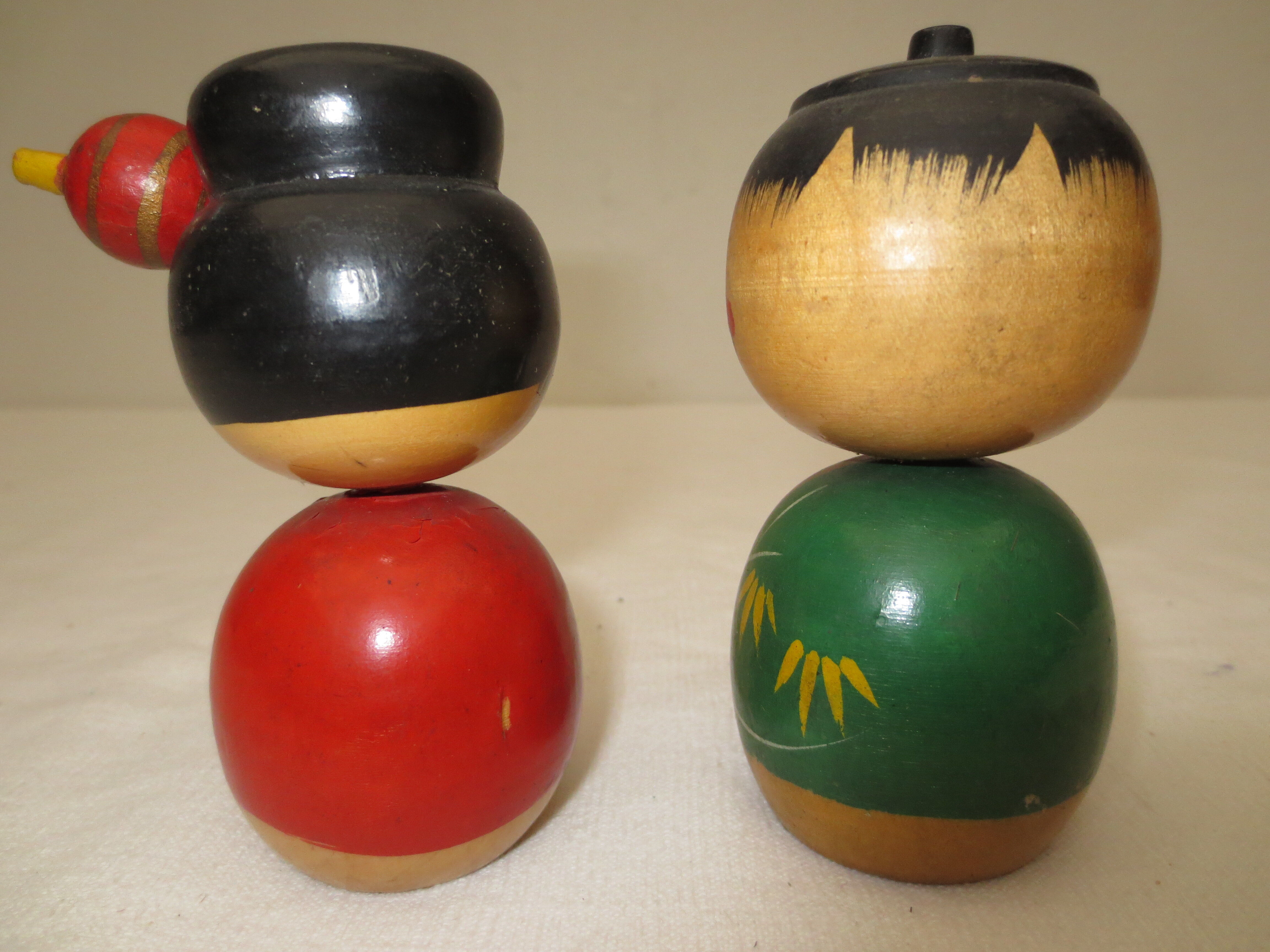 Couple of japanese dolls painted wooden