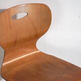 Vintage turquoise blue school chairs (c.1950). Set of 4 pieces