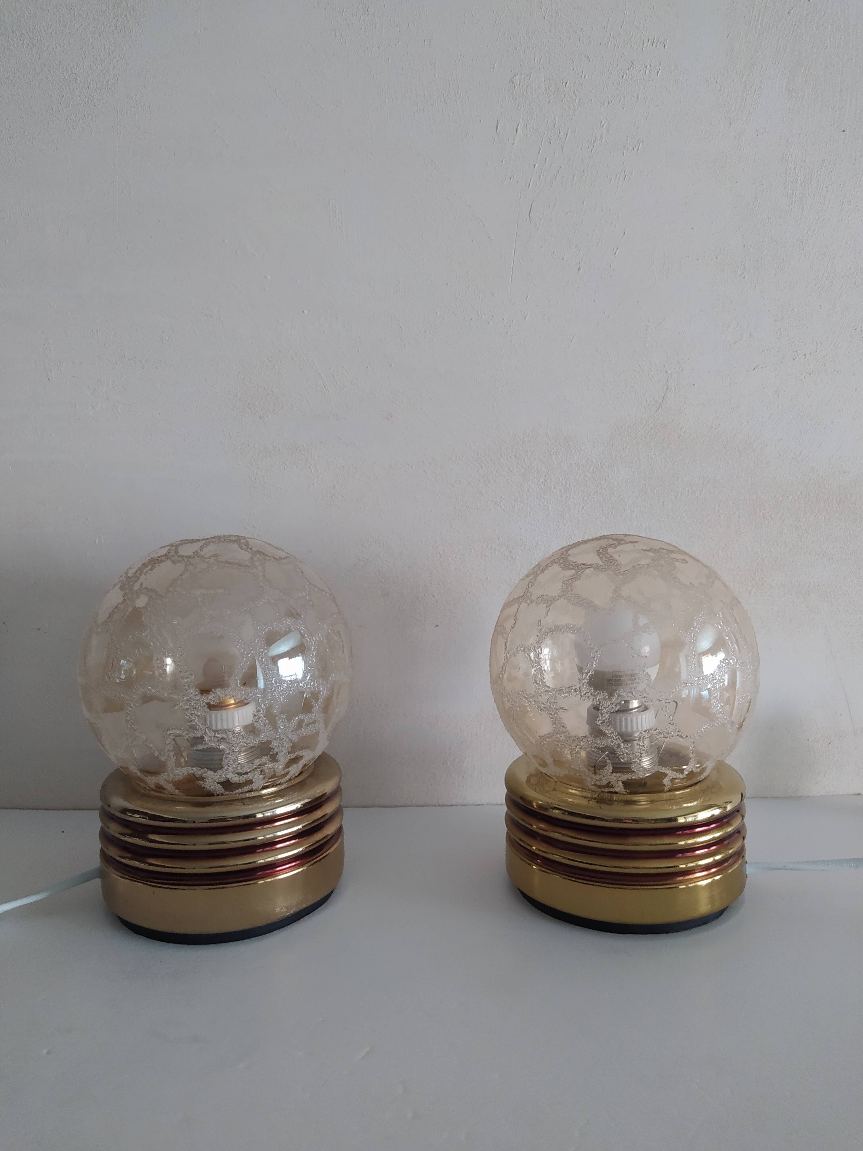Pair of golden bedside lamps
