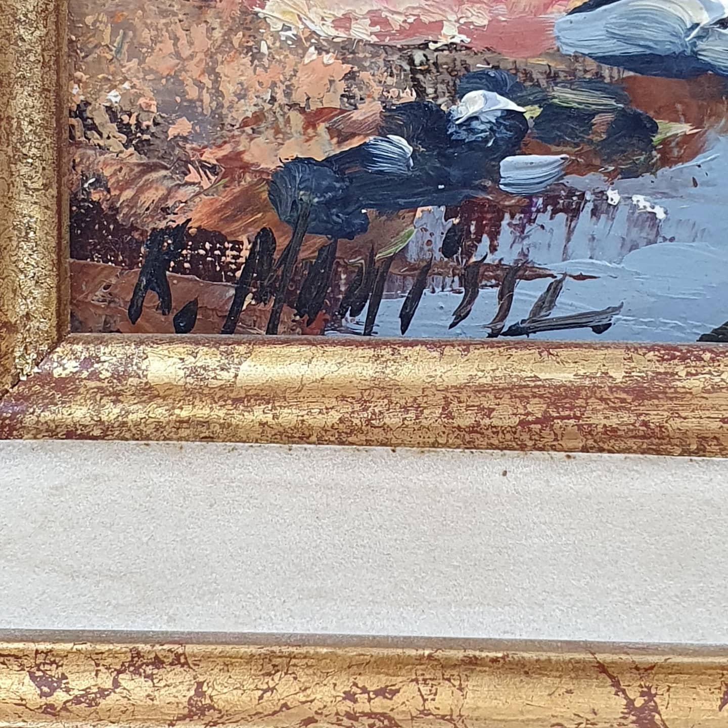 Huile sur toile signée Robert Mogisse XXème paysage provence cadre doré