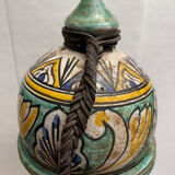 Berrada covered 62 cm amphora in faience of fez morocco