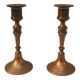 2 Antique Brass or Bronze Candlesticks