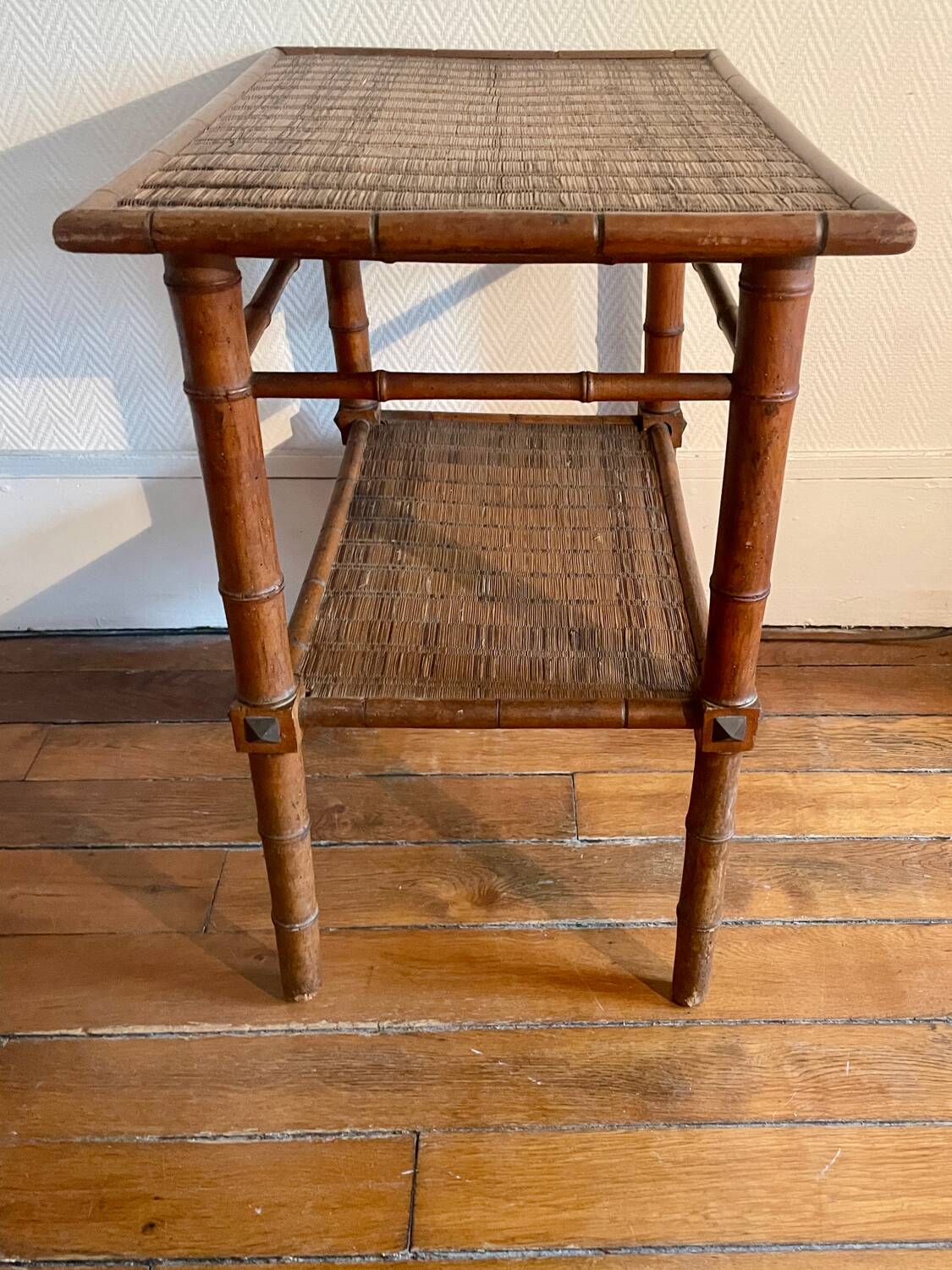 Colonial era bamboo imitation wood side table