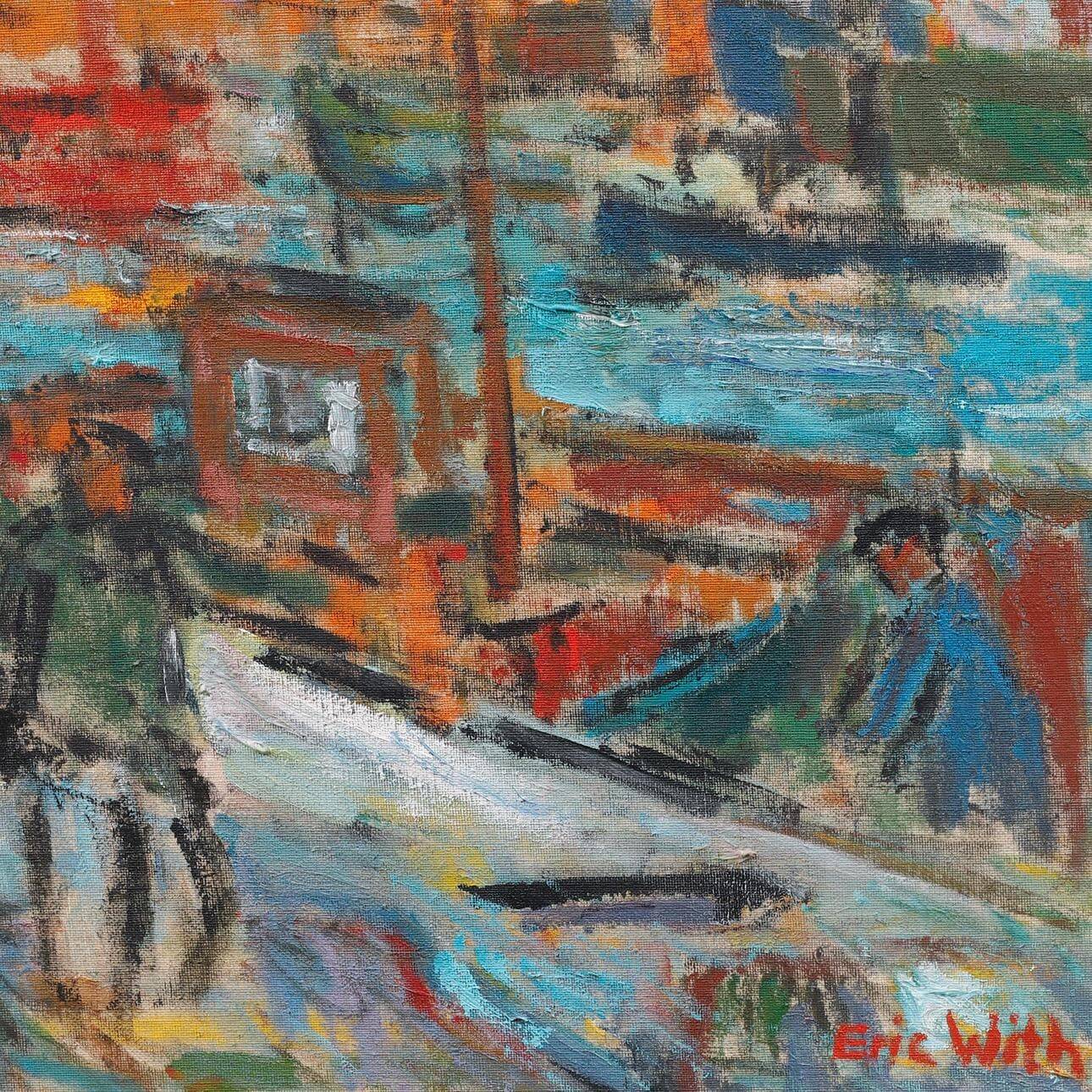Swedish Oil on Canvas – “Port of Gothenburg” by Eric With