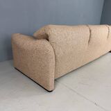 Vico Magistretti "Maralunga" 3-seater re-upholstered full wool sofa for Cassina