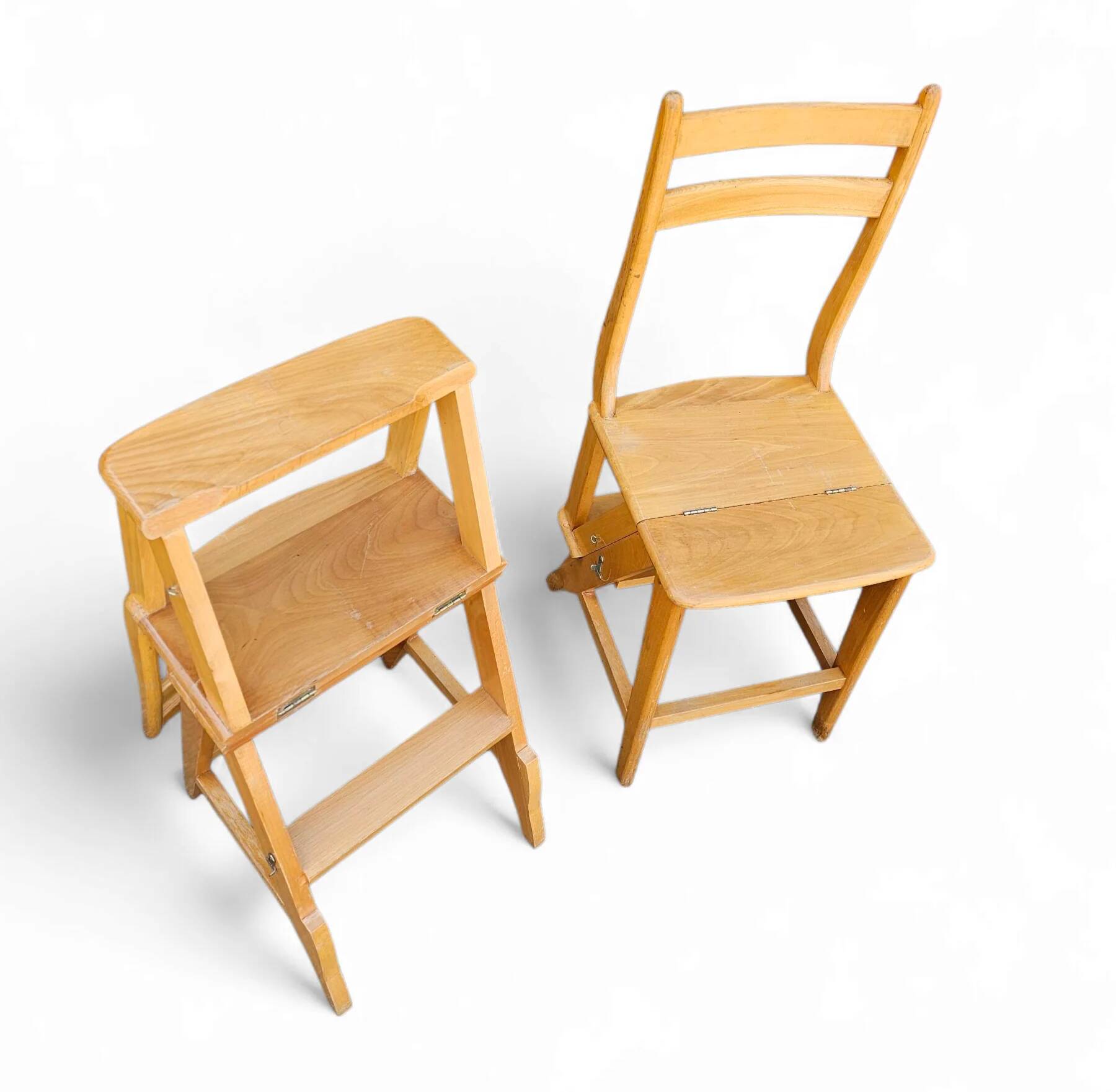 2 x library ladder chair 1950s