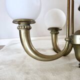 Art Deco chandelier in bronze and opaline by Jean Pascaud, 1940s.