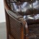 Vintage 1970s Design Armchair Made of Wood, Leather, and Webbing