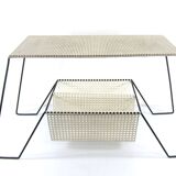 Large Mathieu Mategot style white and black vintage 60s table