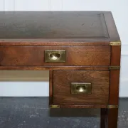 Vintage Military Campaign Desk with Leather Top from Harrods London