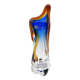 Large stretched glass sculpture vase from Bohemia – Cobalt blue, Amber