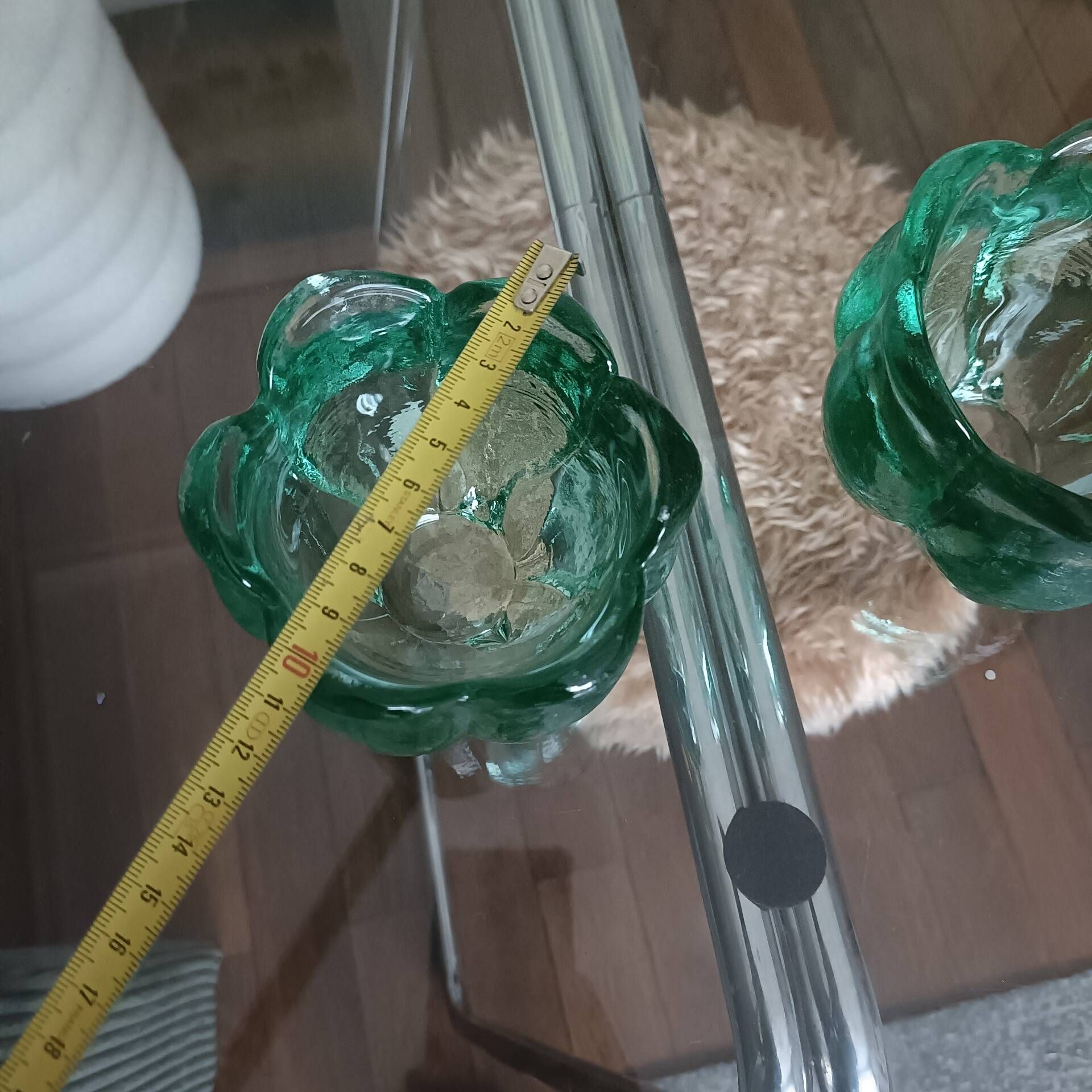 Paire de bougeoirs vintage en verre