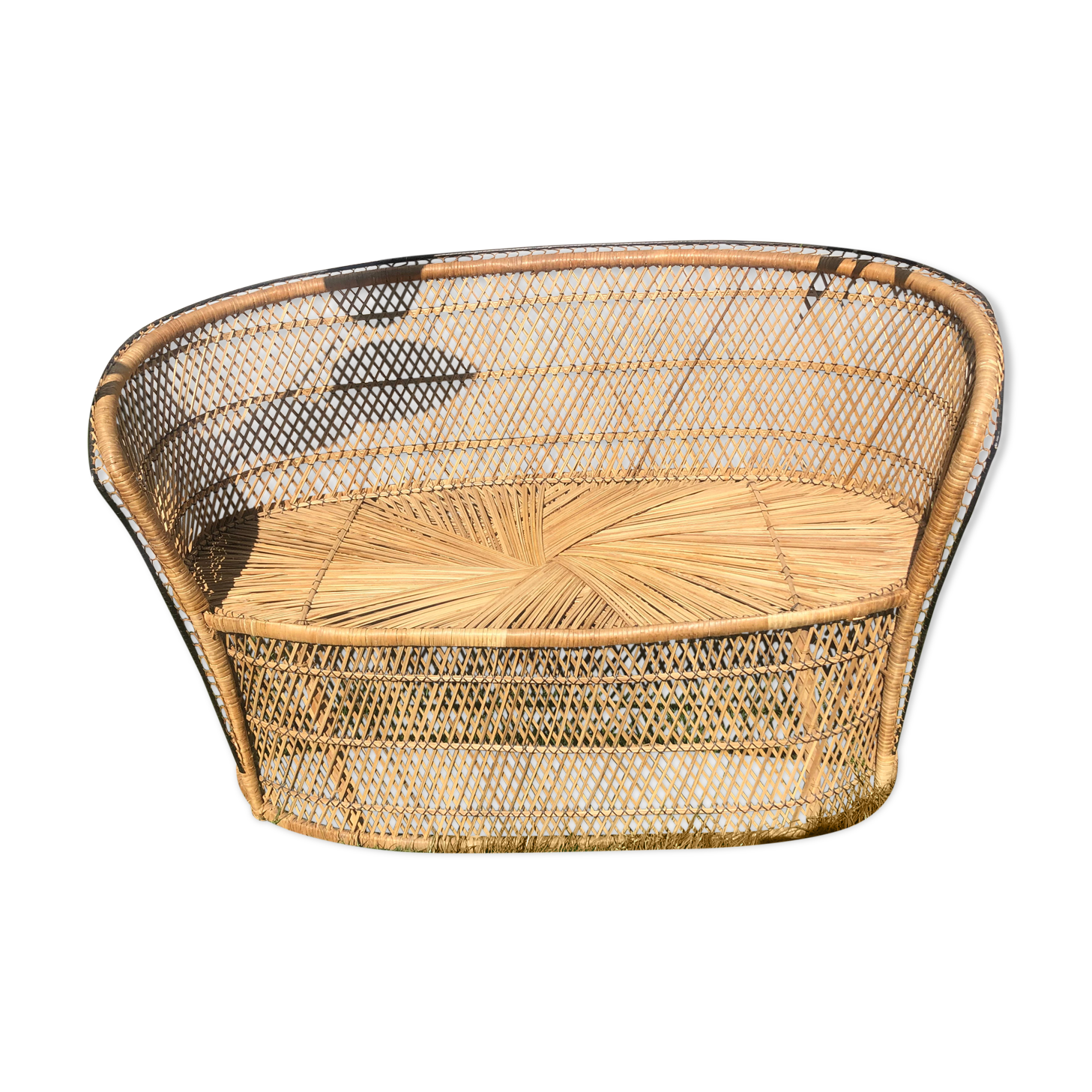 Vintage sofa 2 places rattan
