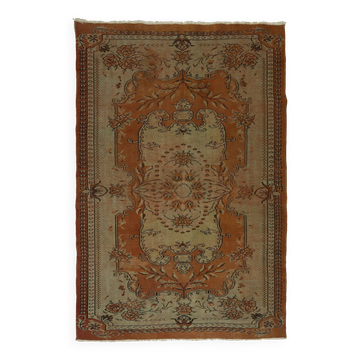 One-of-a-kind turkish handwoven vintage rug - rustic vintage charm 265x 175