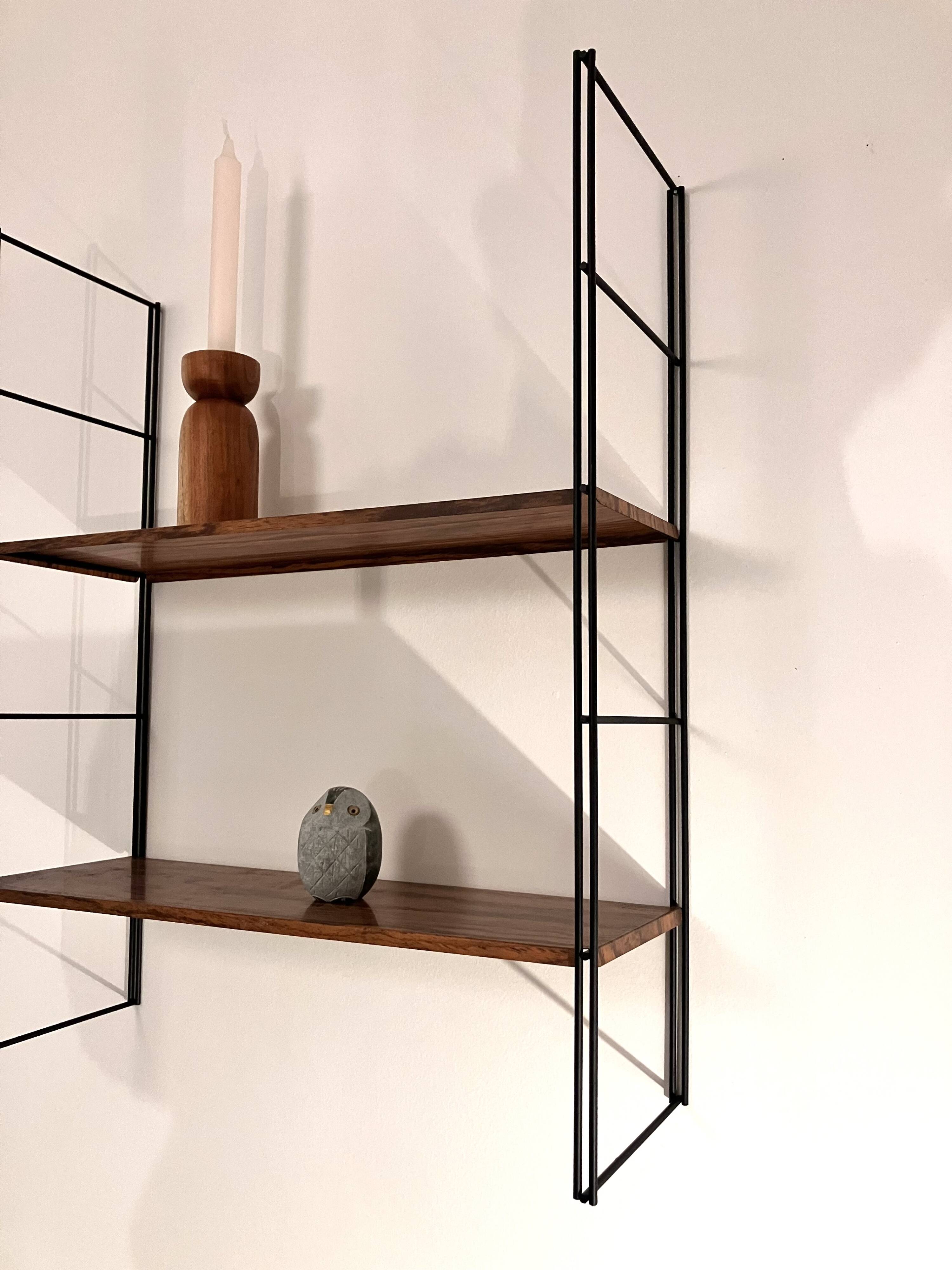 String metal shelf with wood effect