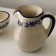 Handcrafted ceramic pitcher and bowl signed – blue decor – vintage tableware