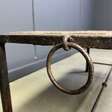 Spanish iron and ceramic tile coffee table, 1950s