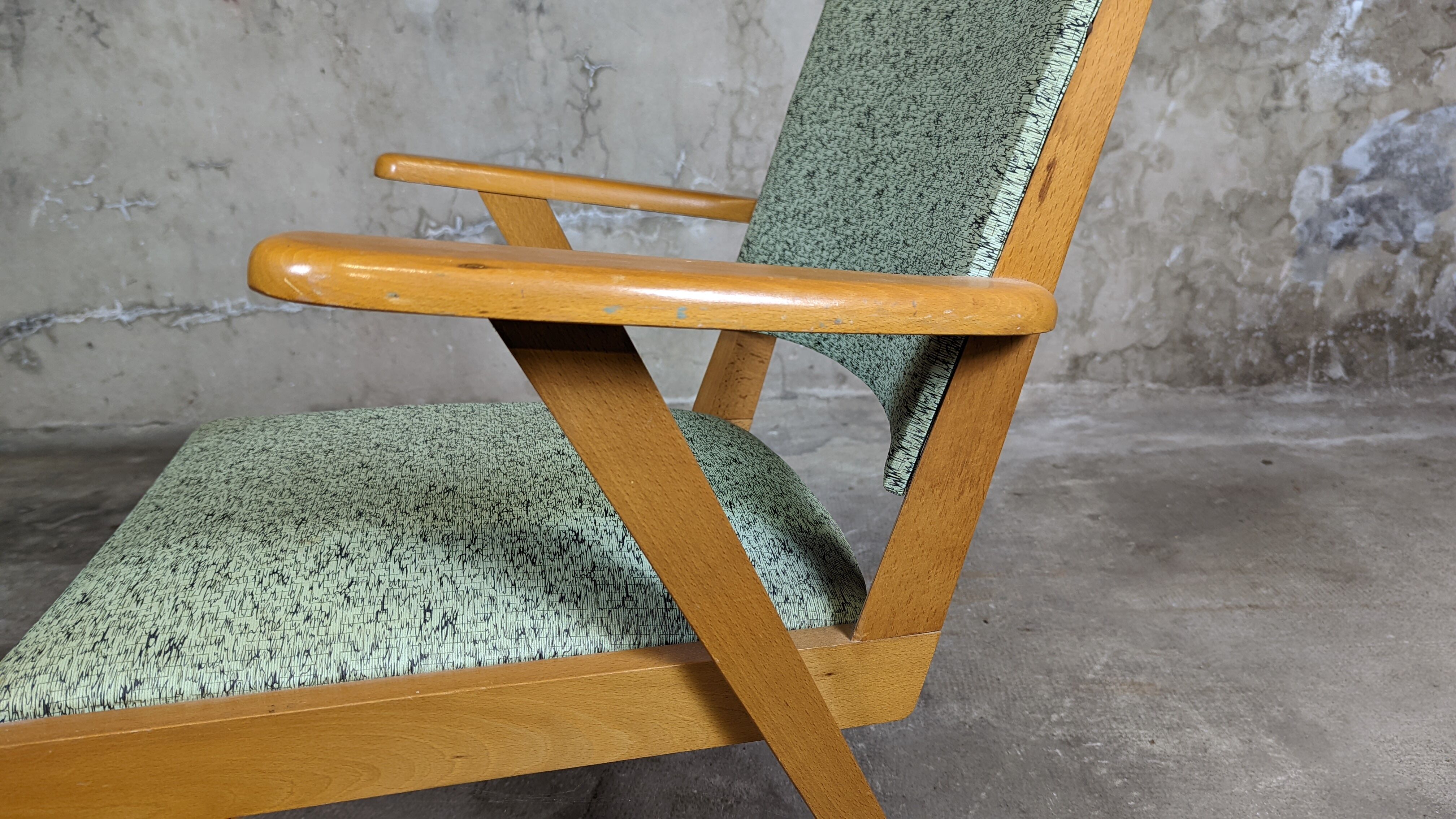 Scandinavian compass foot armchair