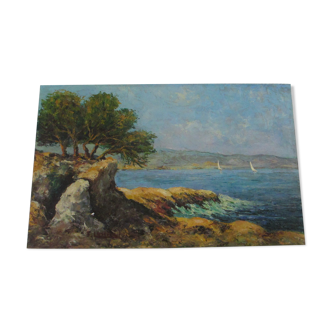 Tableau peinture à l'huile sur panneau isorel