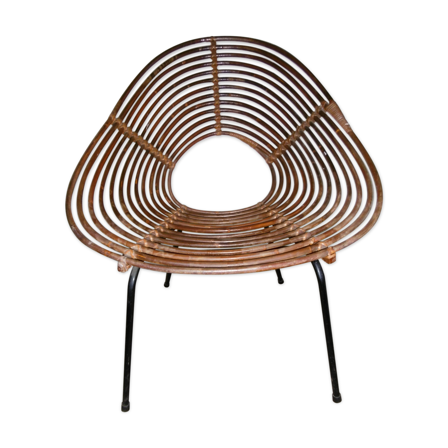 Rattan and wicker shell armchair