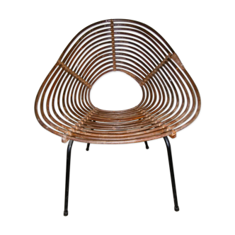 Rattan and wicker shell armchair