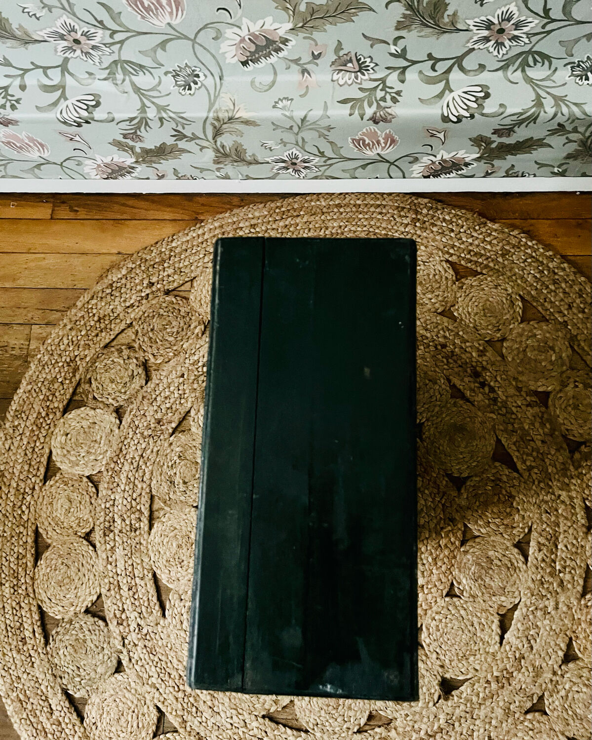 Vintage painter's chest in dark green wood